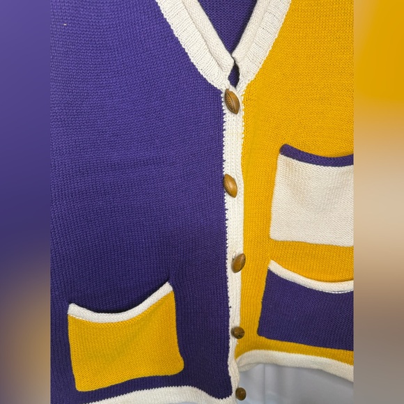 Christopher & Banks Purple and White Football Sweater Vest Vintage - Picture 2 of 4
